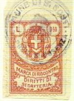 Marca da Bollo del Comune di SAN SOSTI su Carta Bianca di dimensioni 26 x 36 mm