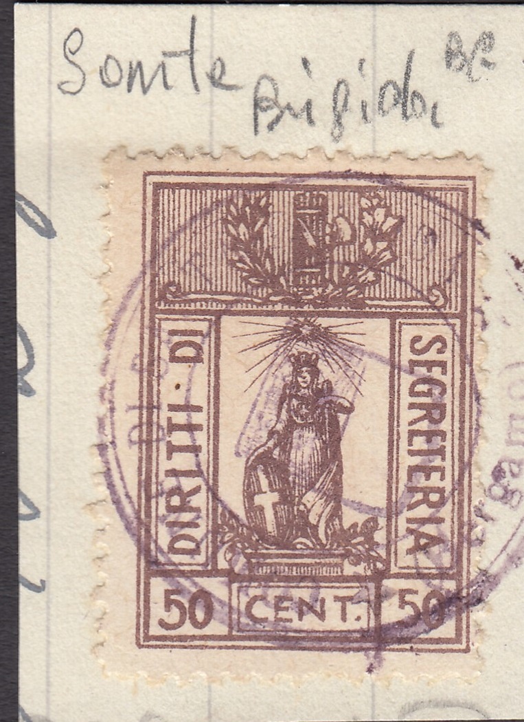 Marca da Bollo del Comune di SANTA BRIGIDA su Carta Bianca di dimensioni 20 x 28,5 mm