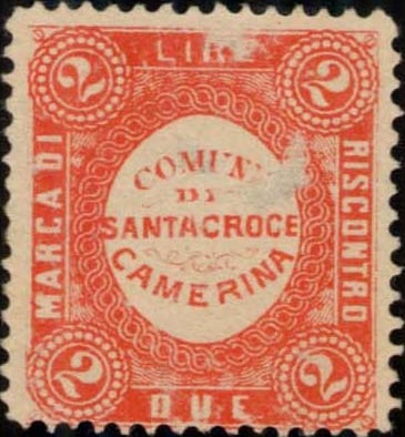 Marca da Bollo del Comune di SANTA CROCE CAMERINA su Carta Bianca di dimensioni 22 x 25 mm