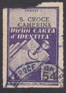 Marca da Bollo del Comune di SANTA CROCE CAMERINA su Carta Bianca Sottile di dimensioni 21 X 32 mm