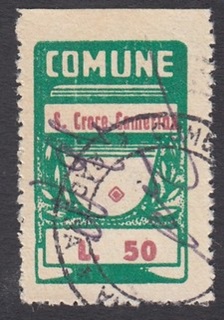 Marca da Bollo del Comune di SANTA CROCE CAMERINA su Carta Bianca Sottile di dimensioni 19,5 x 31 mm