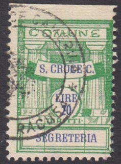 Marca da Bollo del Comune di SANTA CROCE CAMERINA su Carta Bianca di dimensioni 21 x 29 mm