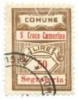 Marca da Bollo del Comune di SANTA CROCE CAMERINA su Carta Bianca di dimensioni 20,5 x 28,5 mm