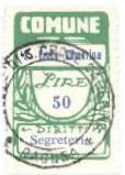 Marca da Bollo del Comune di SANTA CROCE CAMERINA su Carta Bianca di dimensioni 21 x 33 mm