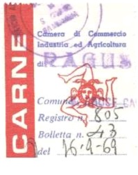 Marca da Bollo del Comune di SANTA CROCE CAMERINA su Carta Bianca di dimensioni 45 x 43 mm