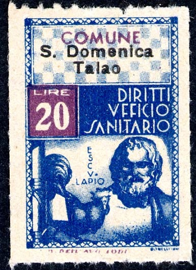 Marca da Bollo del Comune di SANTA DOMENICA TALAO su Carta Bianca Sottile di dimensioni 21 x 33 mm