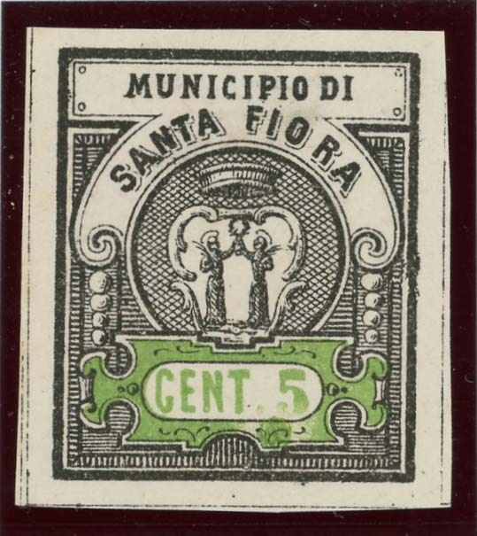 Marca da Bollo del Comune di SANTA FIORA su Carta Bianca di dimensioni 19 x 24 mm
