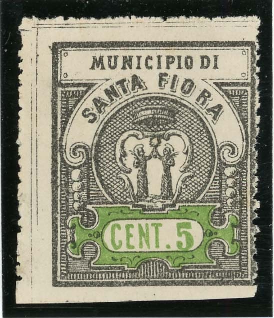 Marca da Bollo del Comune di SANTA FIORA su Carta Bianca di dimensioni 19 x 24 mm