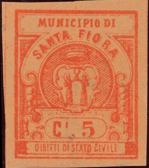 Marca da Bollo del Comune di SANTA FIORA su Carta Colorata di dimensioni 18 x 24 mm