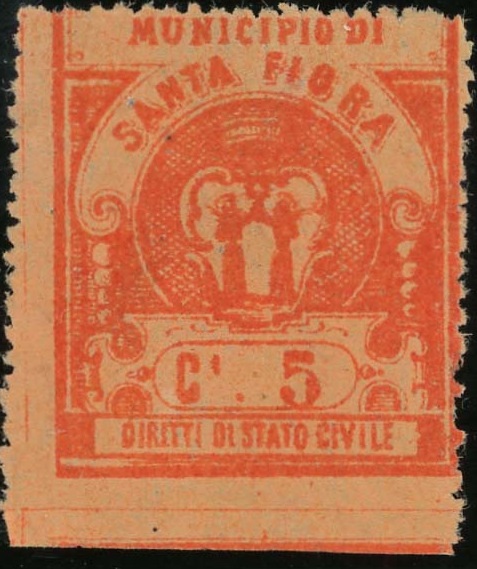 Marca da Bollo del Comune di SANTA FIORA su Carta Colorata di dimensioni 18 x 24 mm