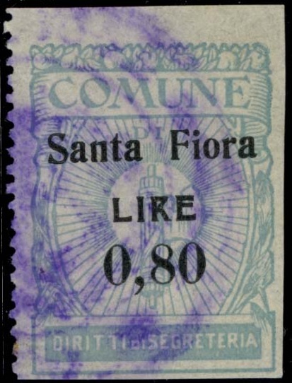 Marca da Bollo del Comune di SANTA FIORA su Carta Bianca di dimensioni 23 x 32 mm