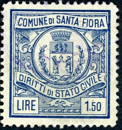 Marca da Bollo del Comune di SANTA FIORA su Carta Bianca di dimensioni 24 x 26 mm