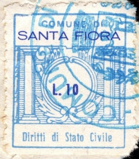 Marca da Bollo del Comune di SANTA FIORA su Carta Bianca di dimensioni 21 x 24,5 mm