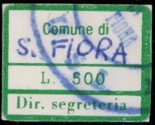 Marca da Bollo del Comune di SANTA FIORA su Carta Bianca di dimensioni 19 x 15,5 mm