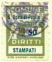 Marca da Bollo del Comune di SANT´AGATA DI PUGLIA su Carta Bianca Sottile di dimensioni 18,5 x 25,5 mm