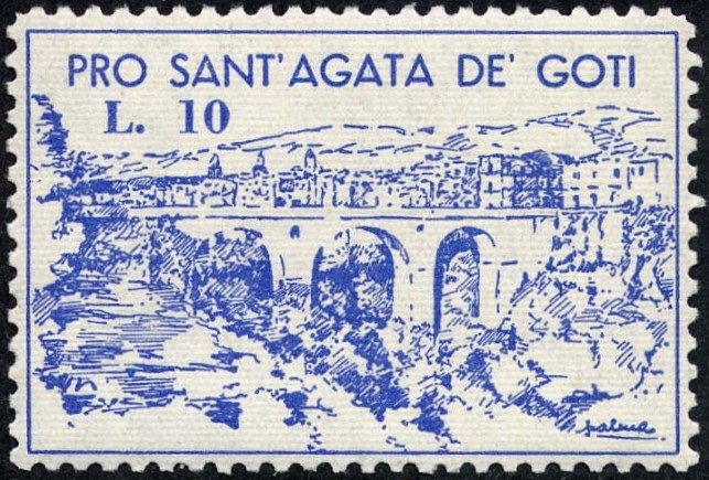 Marca da Bollo del Comune di SANT´AGATA DE GOTI su Carta Bianca di dimensioni 35 x 21 mm