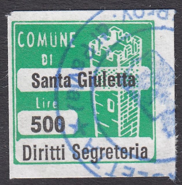 Marca da Bollo del Comune di SANTA GIULETTA su Carta Bianca di dimensioni 20 x 20 mm