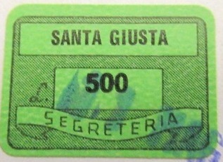 Marca da Bollo del Comune di SANTA GIULETTA su Carta Bianca di dimensioni 20 x 14 mm