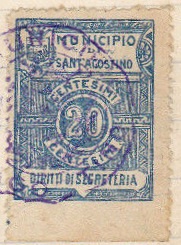 Marca da Bollo del Comune di SANT´AGOSTINO su Carta Bianca di dimensioni 21 x 29 mm
