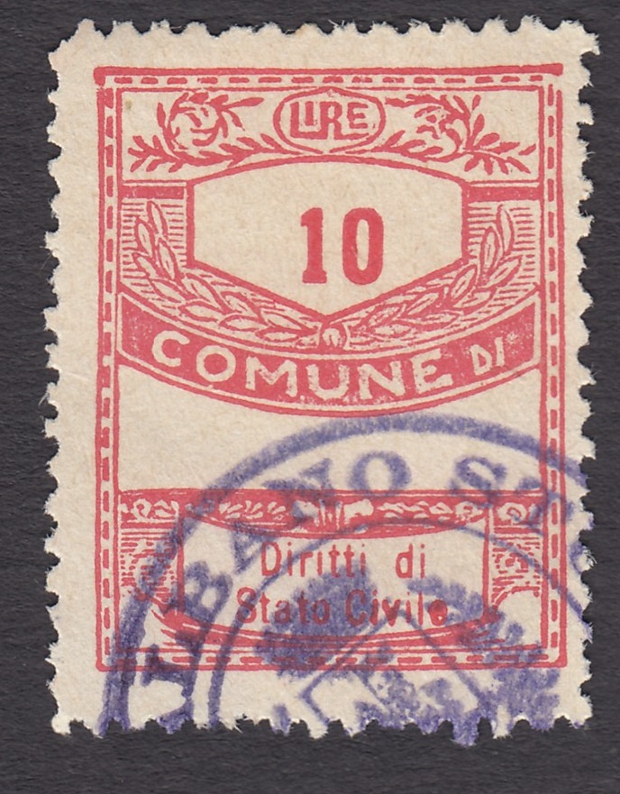 Marca da Bollo del Comune di SANT´ALBANO STURA su Carta Bianca di dimensioni 22 x 28 mm