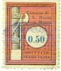 Marca da Bollo del Comune di SANTA MARIA A MONTE su Carta Bianca Sottile di dimensioni 24 x 30 mm