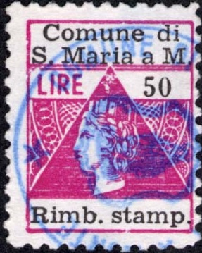 Marca da Bollo del Comune di SANTA MARIA A MONTE su Carta Bianca di dimensioni 22 x 28 mm