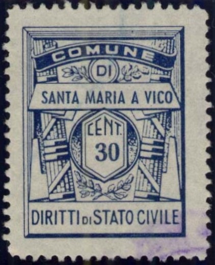 Marca da Bollo del Comune di SANTA MARIA A VICO su Carta Bianca Sottile di dimensioni 22 x 28,5 mm