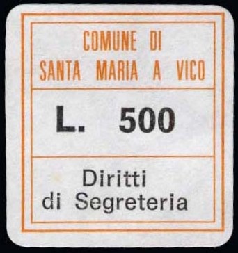 Marca da Bollo del Comune di SANTA MARIA A VICO su Carta Bianca di dimensioni 19,5 x 21 mm