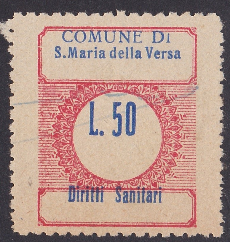 Marca da Bollo del Comune di SANTA MARIA DELLA VERSA su Carta Bianca di dimensioni 22 x 28 mm