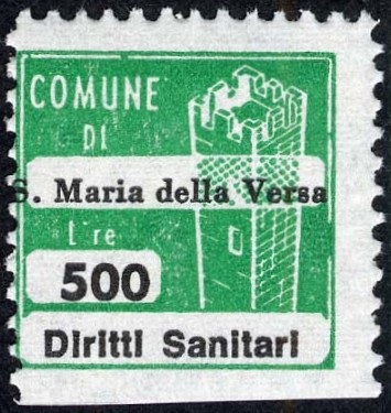 Marca da Bollo del Comune di SANTA MARIA DELLA VERSA su Carta Bianca di dimensioni 20 x 20 mm