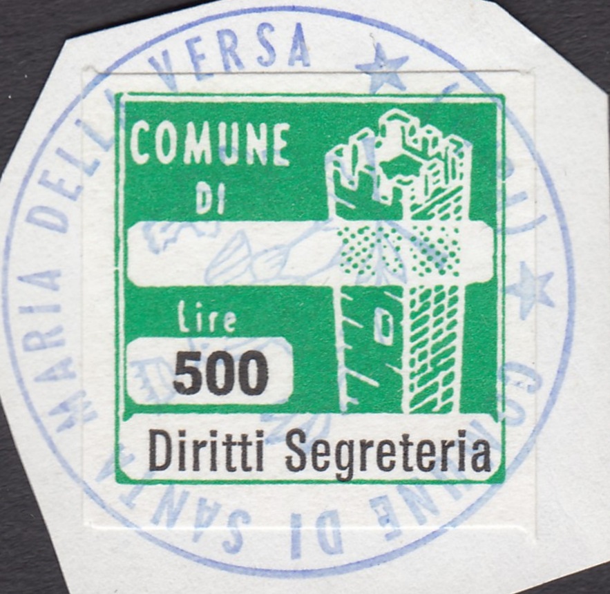 Marca da Bollo del Comune di SANTA MARIA DELLA VERSA su Carta Bianca di dimensioni 20 x 20 mm