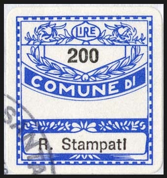 Marca da Bollo del Comune di SANTA MARIA NUOVA su Carta Bianca di dimensioni 19,5 x 21 mm