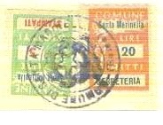 Marca da Bollo del Comune di SANTA MARINELLA su Carta Bianca di dimensioni 18 x 25 mm