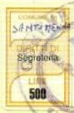 Marca da Bollo del Comune di SANTOMENNA su Carta Bianca di dimensioni 16 x 25 mm