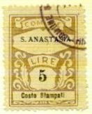 Marca da Bollo del Comune di SANT´ANASTASIA su Carta Bianca Sottile di dimensioni 22,5 x 30,5 mm