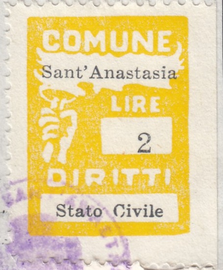Marca da Bollo del Comune di SANT´ANASTASIA su Carta Bianca di dimensioni 20 x 27 mm
