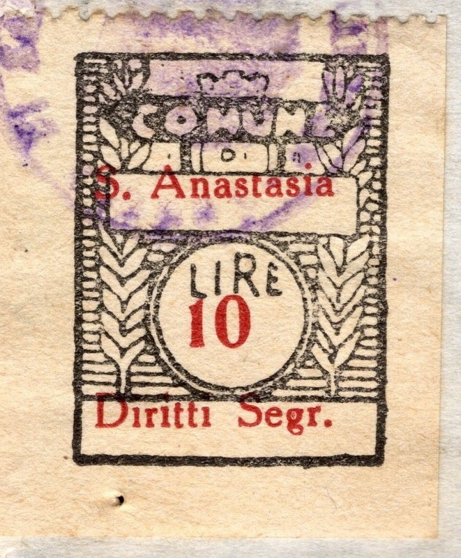 Marca da Bollo del Comune di SANT´ANASTASIA su Carta Bianca di dimensioni 21 x 29 mm
