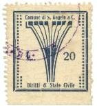 Marca da Bollo del Comune di SANT´ANGELO A CUPOLO su Carta Bianca Sottile di dimensioni 26,5 x 29 mm