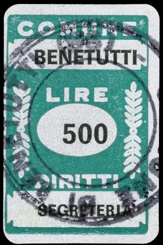 Marca da Bollo del Comune di SANT´ANGELO DI BROLO su Carta Bianca di dimensioni 20,5 x 28,5 mm