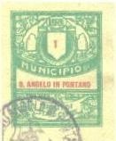 Marca da Bollo del Comune di SANT´ANGELO IN PONTANO su Carta Bianca di dimensioni 28 x 36 mm