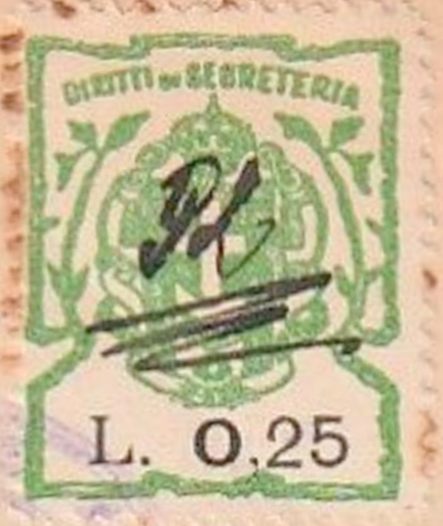 Marca da Bollo del Comune di SANT´ANTIMO su Carta Bianca di dimensioni 21,5 x 27 mm
