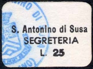 Marca da Bollo del Comune di SANT´ANTONINO DI SUSA su Carta Bianca di dimensioni 19 x 14 mm
