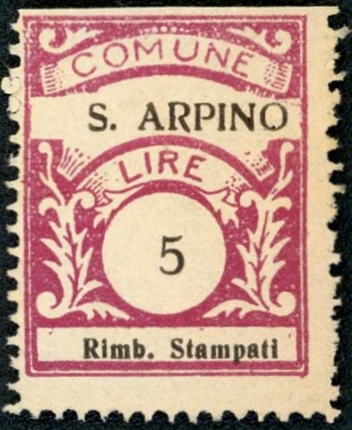 Marca da Bollo del Comune di SANT´ARPINO su Carta Bianca di dimensioni 23,5 x 30 mm