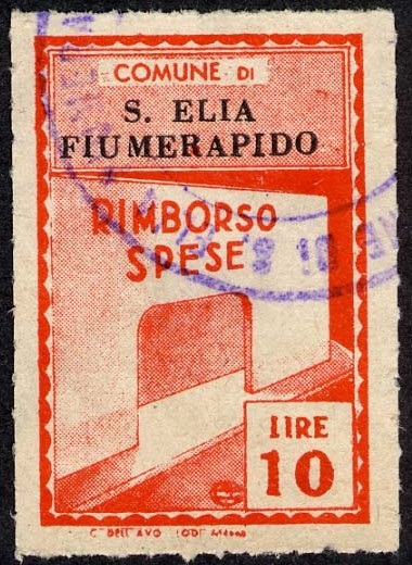Marca da Bollo del Comune di SANT´ELIA FIUMERAPIDO su Carta Bianca di dimensioni 19 x 28 mm
