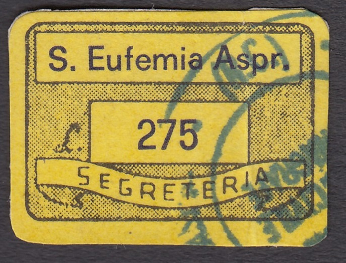 Marca da Bollo del Comune di SANT´EUFEMIA D´ASPROMONTE su Carta Verde di dimensioni 24,5 x 18 mm