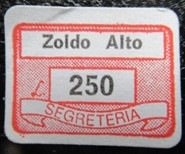 Marca da Bollo del Comune di ZOLDO ALTO su Carta Bianca di dimensioni 19 x 14 mm
