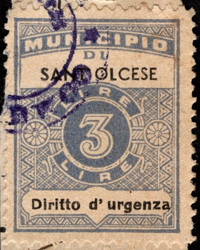 Marca da Bollo del Comune di SANT´OLCESE su Carta Bianca di dimensioni 21 X 27 mm