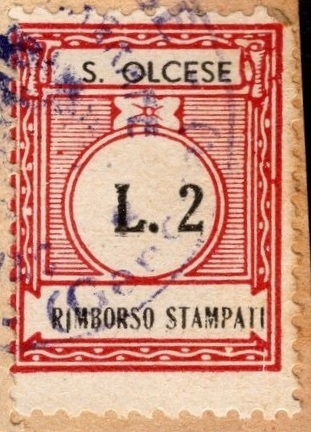 Marca da Bollo del Comune di SANT´OLCESE su Carta Bianca di dimensioni 21 X 27 mm