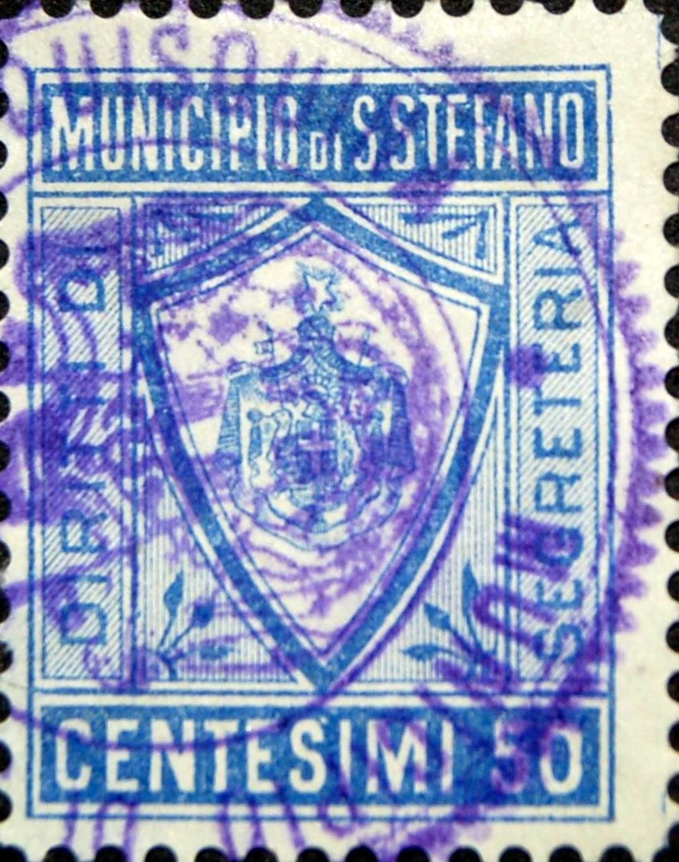 Marca da Bollo del Comune di SANTO STEFANO QUISQUINA su Carta Bianca di dimensioni 24,5 x 28,5 mm