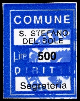 Marca da Bollo del Comune di SANTO STEFANO DEL SOLE su Carta Bianca di dimensioni 19 x 25 mm